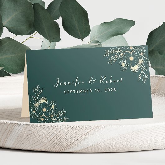 De Placement Carte Mariage Gold et Emerald Green