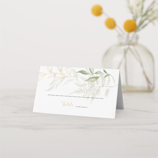 De Placement Carte Mariage Gold Green Foliing (Devant)