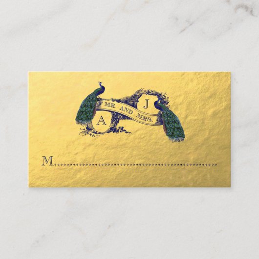 De Placement Carte Mariage Gold Peacock (Devant)