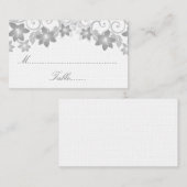De Placement Carte Mariage gris simple Floral (Devant / Derrière)