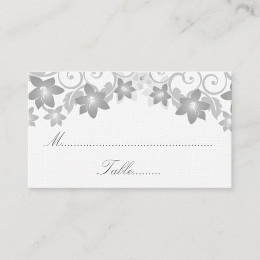 De Placement Carte Mariage gris simple Floral (Devant)