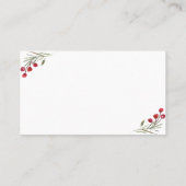 De Placement Carte Mariage hiver Pine Rouge Berry Vert (Dos)