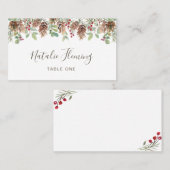 De Placement Carte Mariage hiver Pine Rouge Berry Vert (Devant / Derrière)