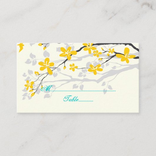 De Placement Carte mariage jaune turquoise (Devant)