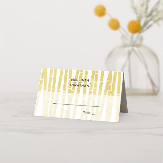 De Placement Carte Mariage moderne Gold Lilac Bamboo Grove (Devant)