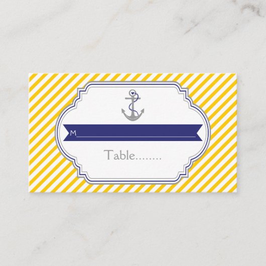 De Placement Carte mariage nautique à ancre jaune et blanche (Devant)