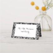 De Placement Carte mariage noir & blanc Damask Table Place (Dos)