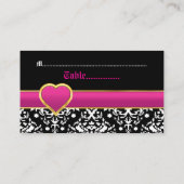 De Placement Carte mariage noir blanc damassé rose chaud (Dos)