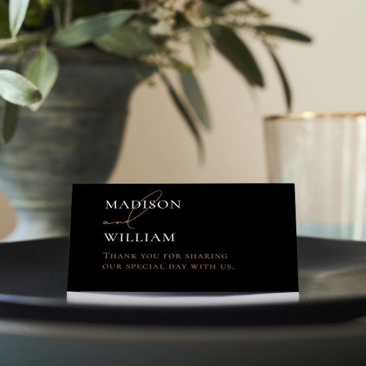 De Placement Carte Mariage noir et blanc personnalisée