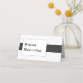 De Placement Carte mariage noire & blanche minimale en gras (Devant)
