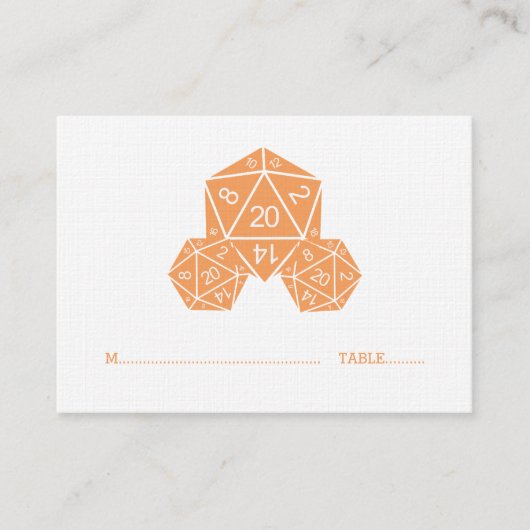 De Placement Carte Mariage orange D20 Dice (Devant)