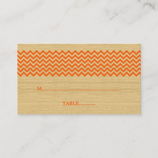 De Placement Carte Mariage Orange Rustique Chevron (Devant)