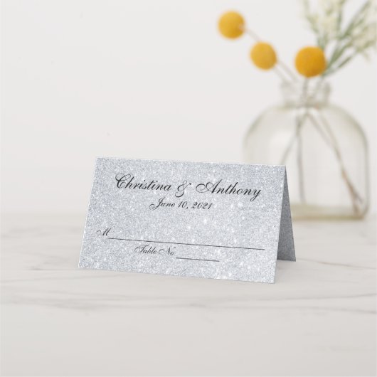 De Placement Carte Mariage personnalisée Silver Elegant (Devant)