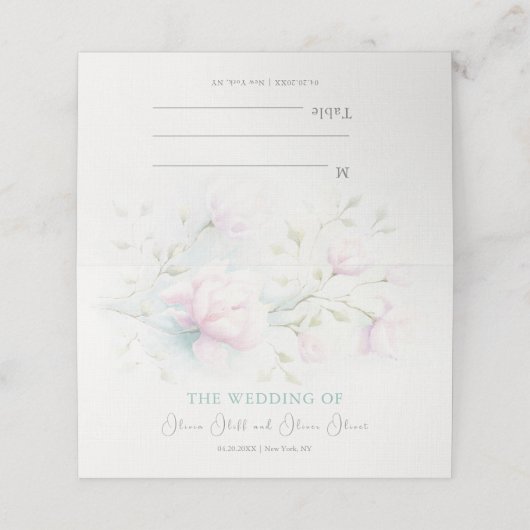 De Placement Carte Mariage Pink Magnolia (Extérieur déplié)