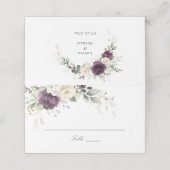 De Placement Carte Mariage Place Florale violet blanc vert (Extérieur déplié)