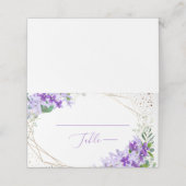 De Placement Carte Mariage Place Frame Or Floral Violet (Extérieur déplié)
