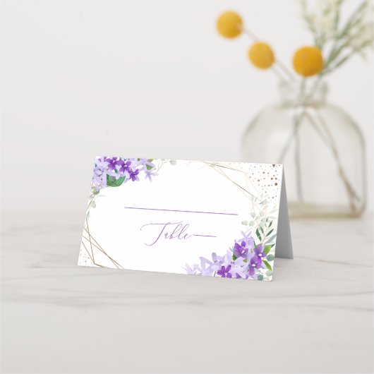 De Placement Carte Mariage Place Frame Or Floral Violet (Devant)