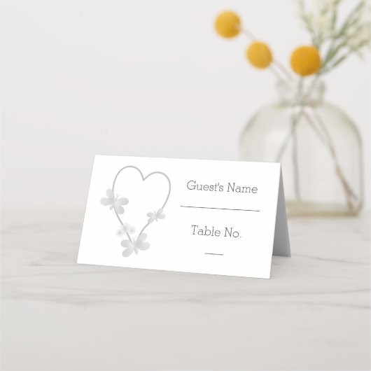 De Placement Carte mariage Place Papillons Coeur Argent (Devant)