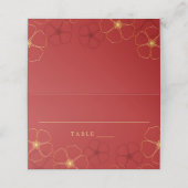 De Placement Carte Mariage Place Red & Gold Cherry Blossoms (Extérieur déplié)