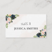 De Placement Carte Mariage plat Navy & Blush Pink (Devant)