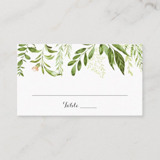 De Placement Carte Mariage Plat Place Feuille Verdure rustique (Devant)