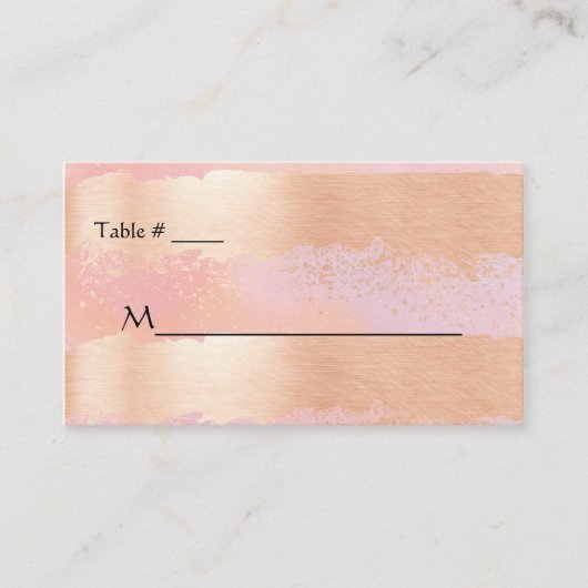 De Placement Carte Mariage Rose Blush et Gold Romance (Devant)