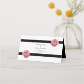 De Placement Carte Mariage Rose Rose noir ruban (Dos)