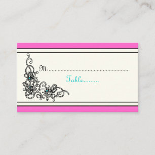 De Placement Carte mariage rose vigne fleurie rose turquoise