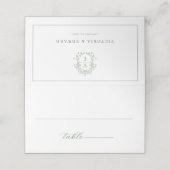 De Placement Carte Mariage Sage Green Crest Monogram (Extérieur déplié)