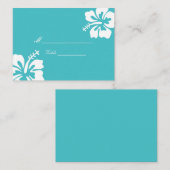 De Placement Carte Mariage simple Hibiscus Turquoise (Devant / Derrière)