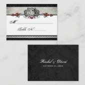 De Placement Carte mariage Skeleton Halloween Black & Grey Plac (Devant / Derrière)