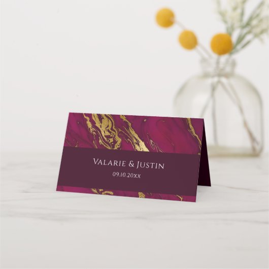 De Placement Carte Mariage Vin et Marbre d'or (Devant)