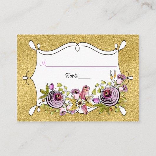 De Placement Carte Mariage Whimsical | FAUX Gold Foil (Devant)