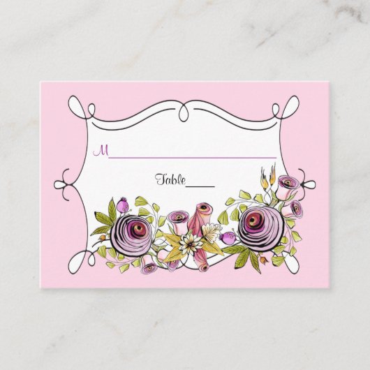 De Placement Carte Mariage Whimsical | Floraux d'aquarelle (Devant)