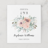 De Placement Carte Monogramme Chic Blush Floral Place (Extérieur déplié)