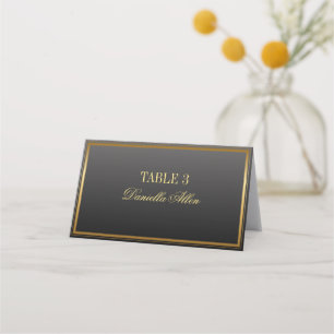 De Placement Carte Noir et Or Elegant Mariage Place