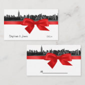 De Placement Carte NYC Large Skyline Etted BW Red Place (Devant / Derrière)