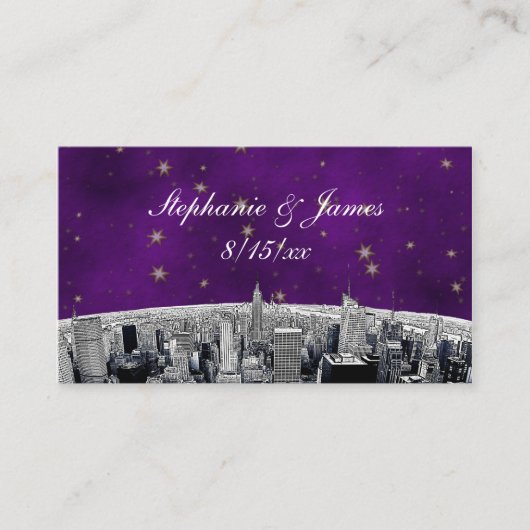 De Placement Carte NYC Skyline 2 Purple Gold Star Place (Devant)