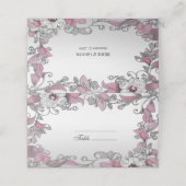 De Placement Carte Pink Silver White Floral Place (Extérieur déplié)