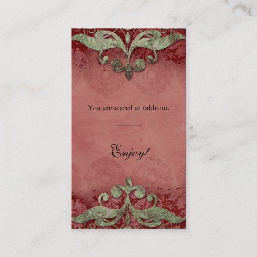 De Placement Carte Place Antique Verdigris Mariage Xmas (Devant)