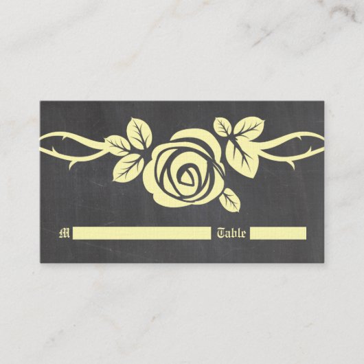 De Placement Carte Place Chalkboard Rose jaune (Devant)