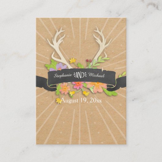 De Placement Carte Place Deer Antler Fleur sauvage Starburst Ru (Devant)