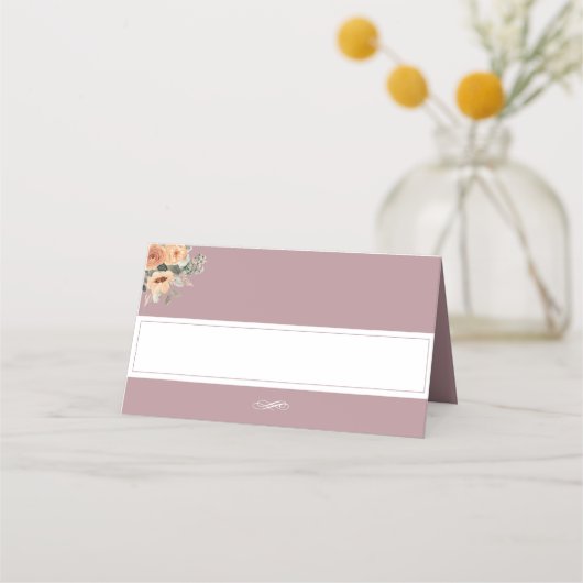 De Placement Carte Place - Design mariage élégant à fleurs rose (Devant)