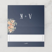 De Placement Carte Place - Design mariage floral bleu élégant (Extérieur déplié)