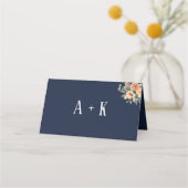 De Placement Carte Place - Design mariage floral bleu élégant (Dos)