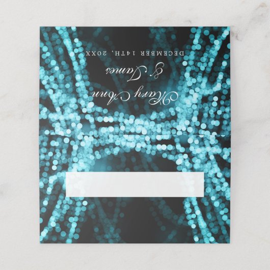 De Placement Carte Place Élégant Mariage Turquoise String Lumiè (Extérieur déplié)