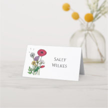 Carte Place Fleur sauvage aquarelle