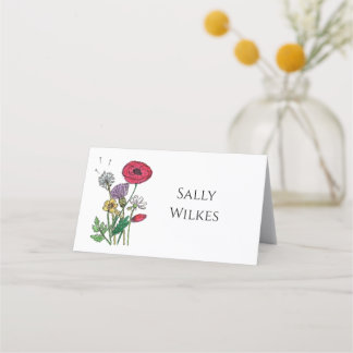 De Placement Carte Place Fleur sauvage aquarelle