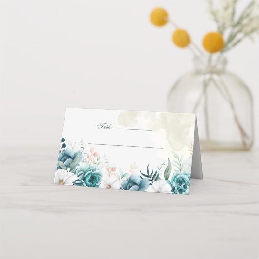 De Placement Carte Place Fleur sauvage turquoise et non blanche (Devant)