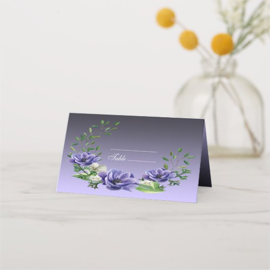 De Placement Carte Place Fleurs violettes Aquarelle (Devant)